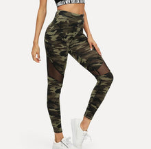 Load image into Gallery viewer, Women&#39;s Camo Print Leggings of Breathable Spandex with Mesh Insert
