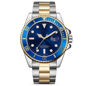 men's stainless steel watch blue face