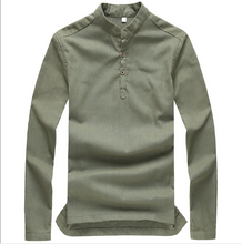 Load image into Gallery viewer, Mens Long Sleeve T Shirt Loose Casual Fit Front Button Placket
