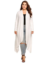 Load image into Gallery viewer, White Womens Full Length Cardigan Style Loose-fitting Oversize Sweater
