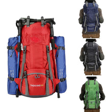 Load image into Gallery viewer, Red, Black, Blue, Green Photo Array of 60L Hiking Backpack
