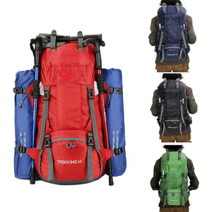 Red, Black, Blue, Green Photo Array of 60L Hiking Backpack