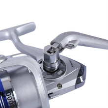 Load image into Gallery viewer, Closeup of Handle Hinge on Half Metal Spinning Reel 4.4:1
