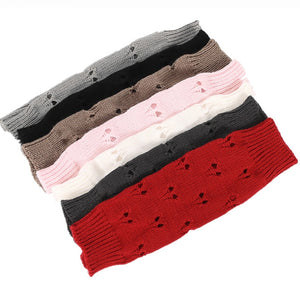 fingerless knit gloves display of 7 colors
