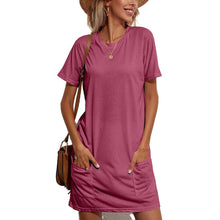 Load image into Gallery viewer, Casual T Shirt Dress With Pocket Rose
