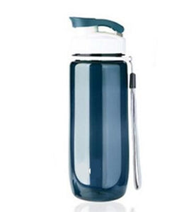 Water Bottle with Straw,Plastic Sports Water Bottle with Flip-Up Lid and  Spring Buckle for Outdoor 