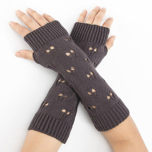 fingerless knit gloves gray