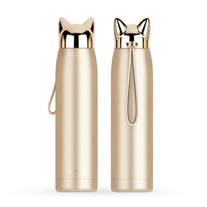 Stainless Steel Insulated Eater Bottle Front and Rear View Gold