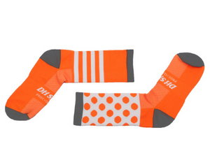 Nylon Cycling Socks Orange and Gray