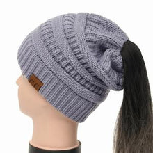 Load image into Gallery viewer, Soft Knit Ponytail Beanie 
