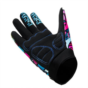 Full Finger Touch Fingertip Cycling Glove Palm View Black with Fingertip Pads