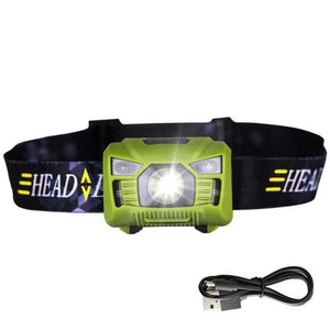 Green Motion Sensor Headlamp and USB cable