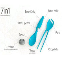 Load image into Gallery viewer, Diagram showing the 7 parts of the Ultralight Camping Spork
