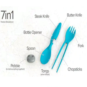 Diagram showing the 7 parts of the Ultralight Camping Spork
