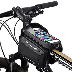 Front Mount Touchscreen Bike Bag mounted on bike crossbar