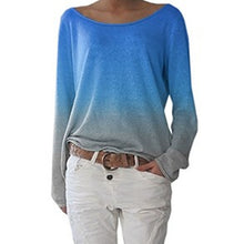 Load image into Gallery viewer, women long sleeve t-shirt  blue
