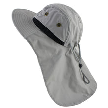 Load image into Gallery viewer, light gray bucket hap with neck flap
