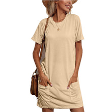 Load image into Gallery viewer, Casual T Shirt Dress With Pocket Khaki
