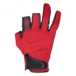back of red fishing glove