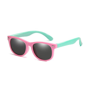 kids polarized sunglasses pink and  aqua green
