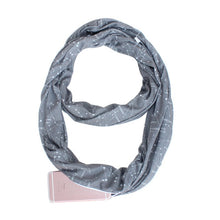 Load image into Gallery viewer, Infinity Scarf with Zippered Pocket Galaxy Light Gray
