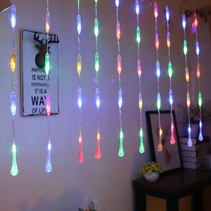 LED Water Droplet-Shape Lights Hang 2 feet Long 8 Feet Wide 8 Modes