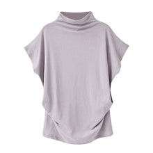 Load image into Gallery viewer, Gray Womens Lightweight Turtleneck Batwing Top
