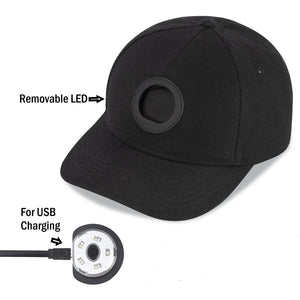 Cap 100% Cotton - Rechargeable USB 5-LED Light, Washable, Adjustable