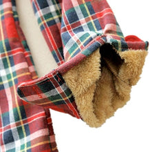 Load image into Gallery viewer, Closeup of lined cuff of Womens Fleece-lined Plaid Long Sleeved Blouse
