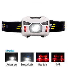 Load image into Gallery viewer, White Motion Sensor Headlamp and 4 modes display
