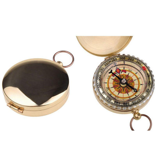 Copper Shell Magnetic Field Compass Closed and Open