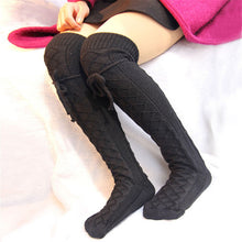 Load image into Gallery viewer, Thigh High Womens Socks Black
