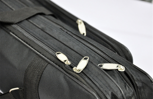 Closeup of Zippers on the Fishing Rod Bag that Fits 2 Rods