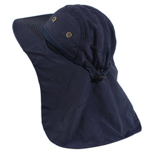 Load image into Gallery viewer, dark blue bucket hat with neck flap
