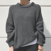 Load image into Gallery viewer, Gray Womens Oversized Loose Fit Sweater
