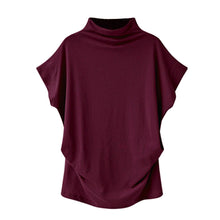 Load image into Gallery viewer, Red Womens Lightweight Turtleneck Batwing Top
