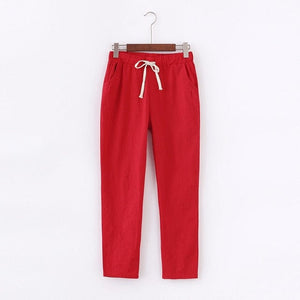 Womens Casual Lightweight Drawstring Pants Red