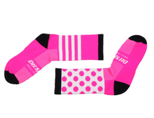 Load image into Gallery viewer, Nylon Cycling Socks Black and Rose
