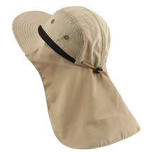 Load image into Gallery viewer, tan bucket hat with neck flap
