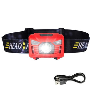 Red Motion Sensor Headlamp and USB cable