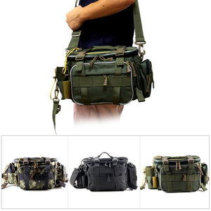 picture of solid green, gray and multicolor fishing crossbody bags