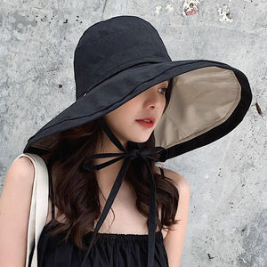 Wide-Brim Bucket Hat Black