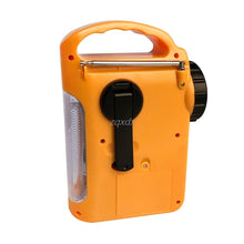 Load image into Gallery viewer, Closeup of Hand Crank on Yellow Radio Power Bank
