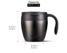 Load image into Gallery viewer, Size and Capacity Diagram of Steel Insulated Mug With Leak-Proof Lid
