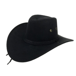 Black Cowboy Design Hat With Chin Strap