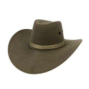 Dark Beige Cowboy Design Hat With Chin Strap