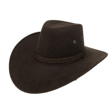 Load image into Gallery viewer, Brown Cowboy Design Hat With Chin Strap
