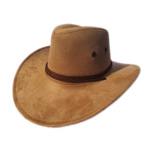 Khaki Cowboy Design Hat With Chin Strap