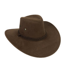 Load image into Gallery viewer, Brown Cowboy Design Hat With Chin Strap
