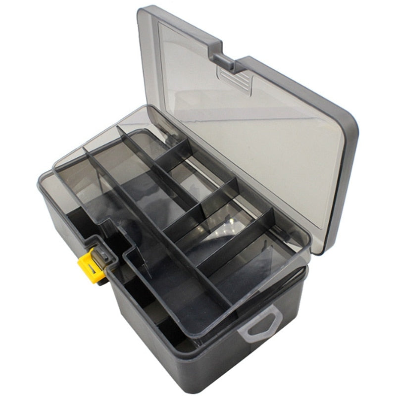 Double Layer Tackle Box with Lid Open
